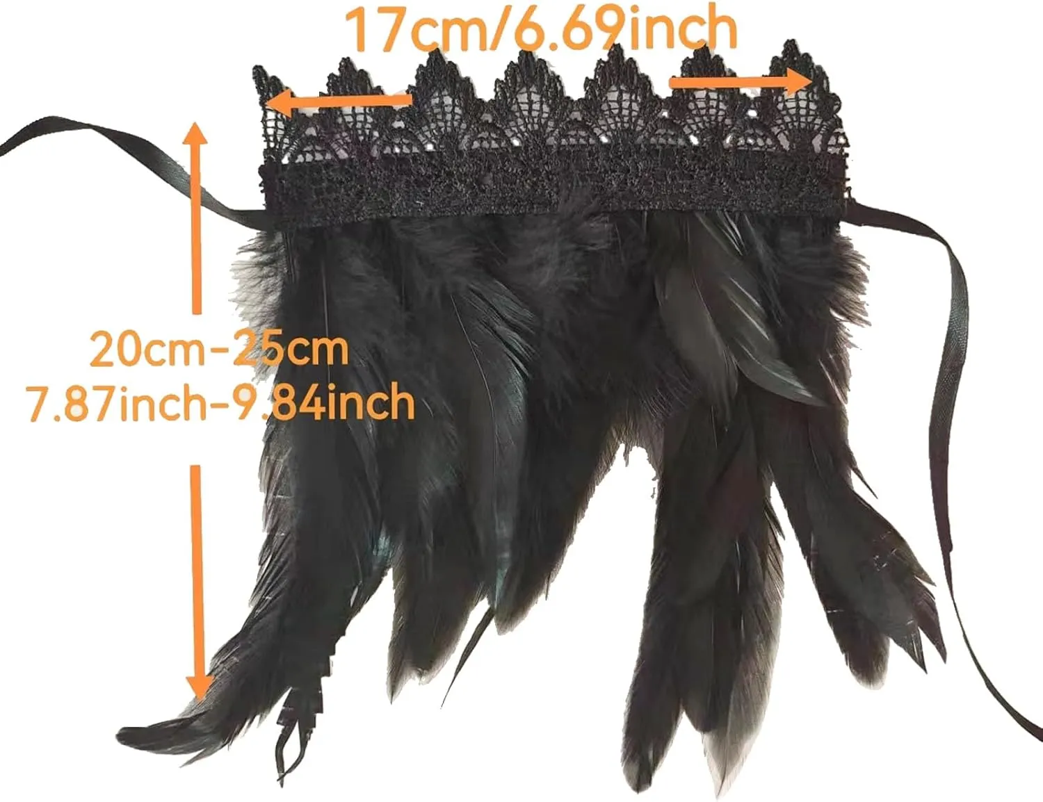 Gothic Black Feather Cuff Bracelet Wrists Adjustable Straps for Carnival Costume,Halloween,Cosplay Party Accessories