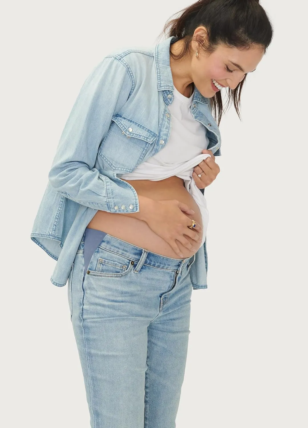 HATCH Collection | Maternity The Crop Jeans | Under The Belly Fit | Cotton Denim for Mom | Extended Sizing