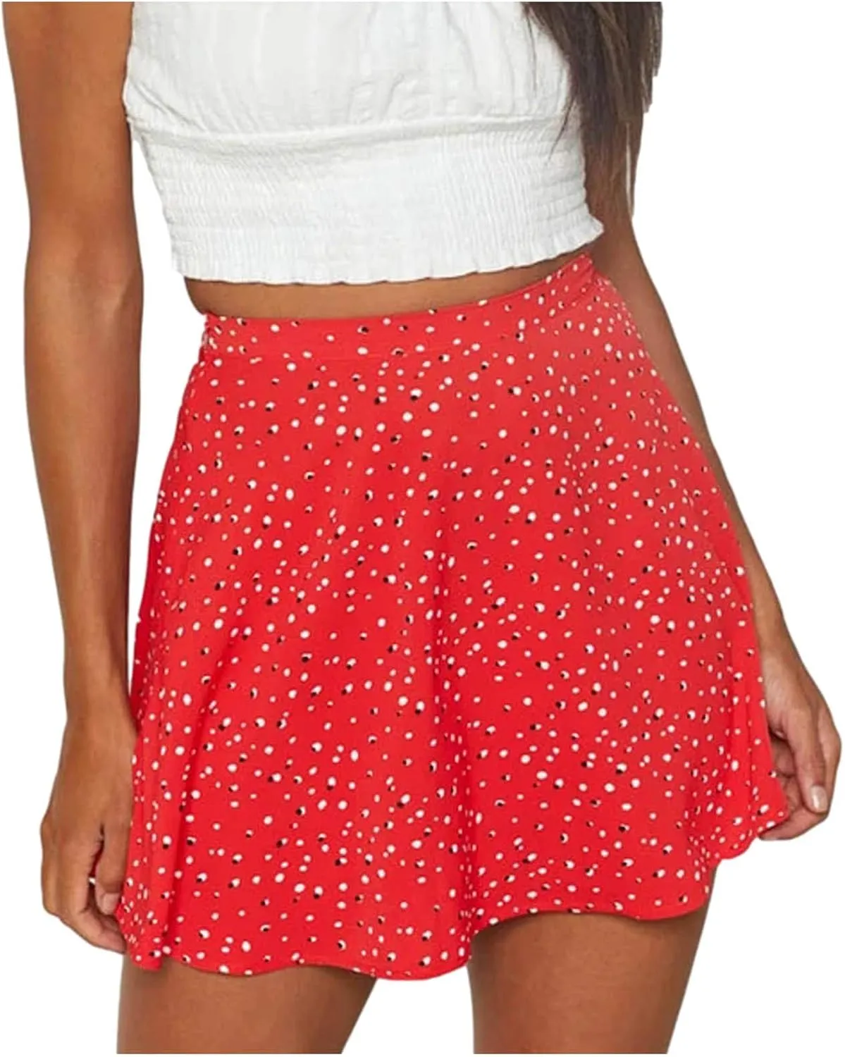 High Waist Mini Skirt Chiffon Zipper Women Fashion Floral skirts for women trendy Harajuku Black A-Line Summer Short Skirt