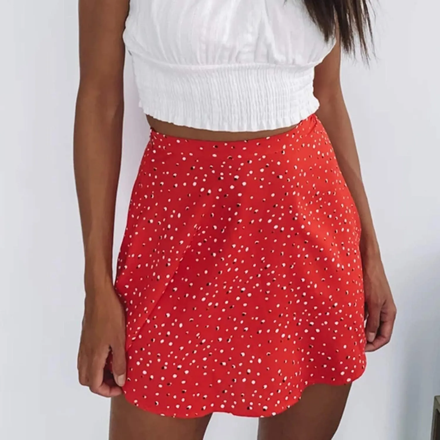 High Waist Mini Skirt Chiffon Zipper Women Fashion Floral skirts for women trendy Harajuku Black A-Line Summer Short Skirt