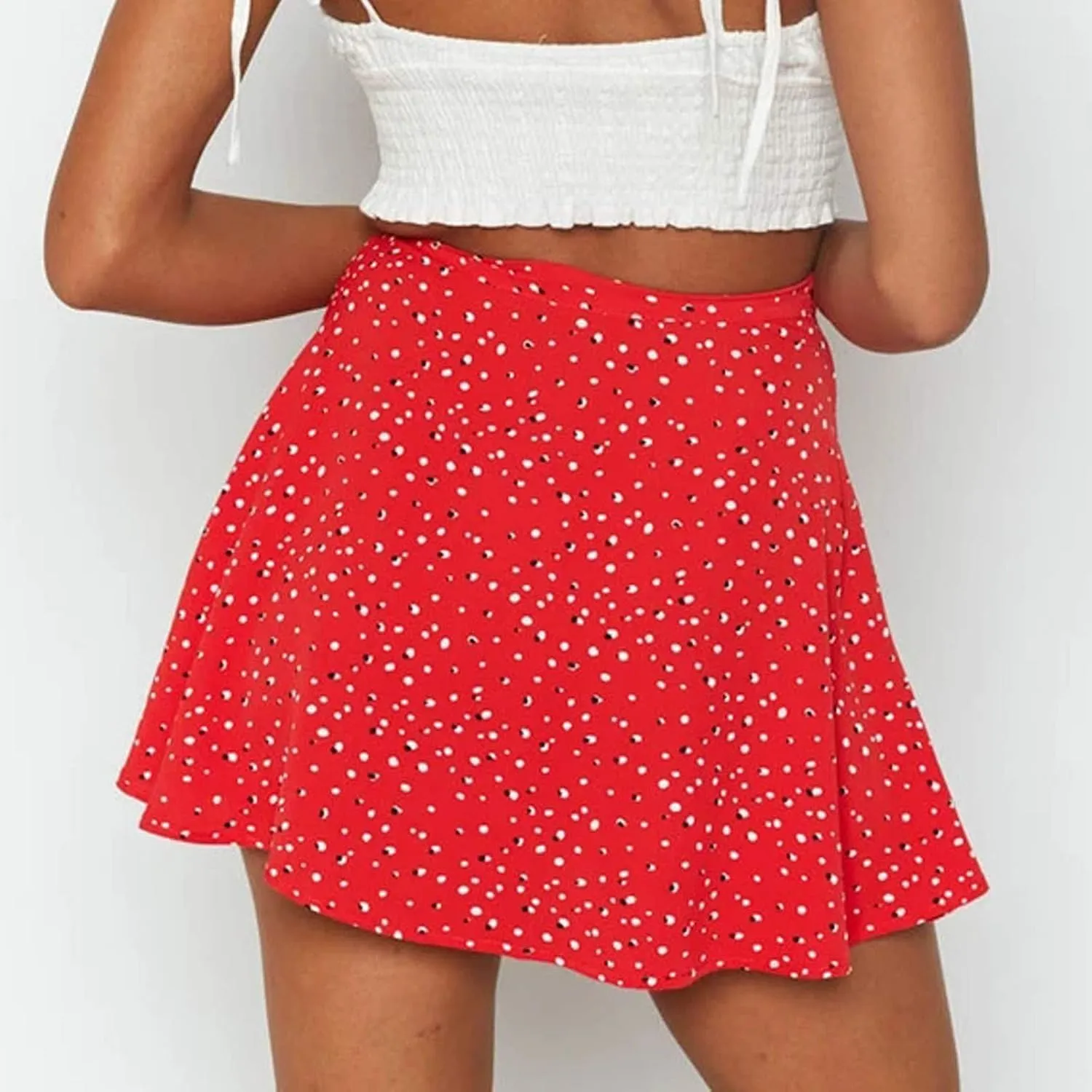 High Waist Mini Skirt Chiffon Zipper Women Fashion Floral skirts for women trendy Harajuku Black A-Line Summer Short Skirt