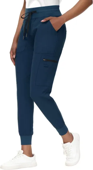 High Waisted Jogger Style Scrub Pants Navy