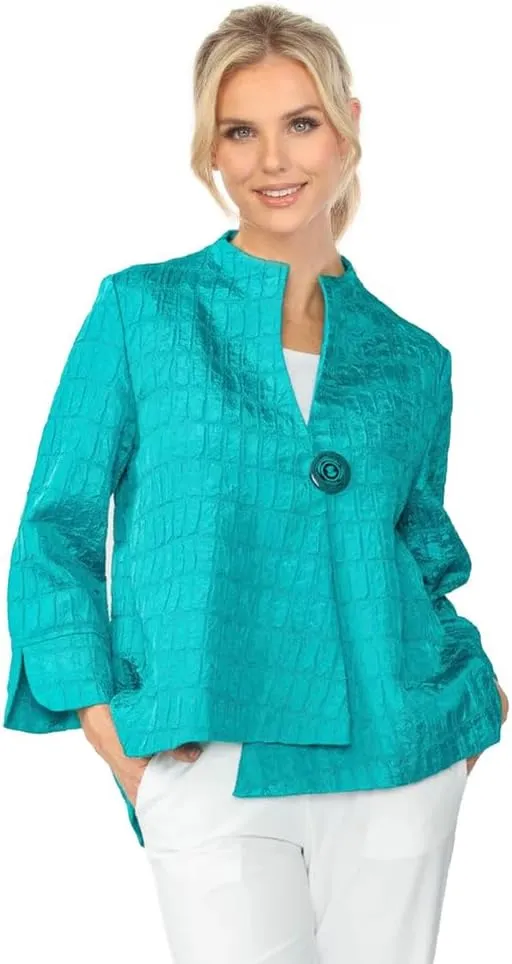 IC Collection Crinkle Jacquard One-Button Jacket
