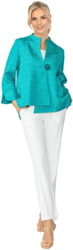 IC Collection Crinkle Jacquard One-Button Jacket