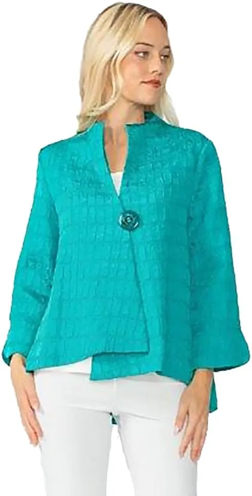 IC Collection Crinkle Jacquard One-Button Jacket