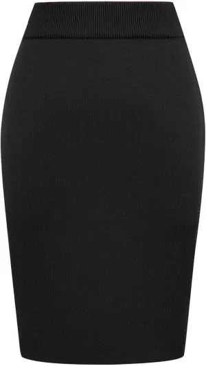 IDEALSANXUN Womens Stretchy Pencil Skirt High Waisted Bodycon Knit Knee Length Skirt with Back Slit