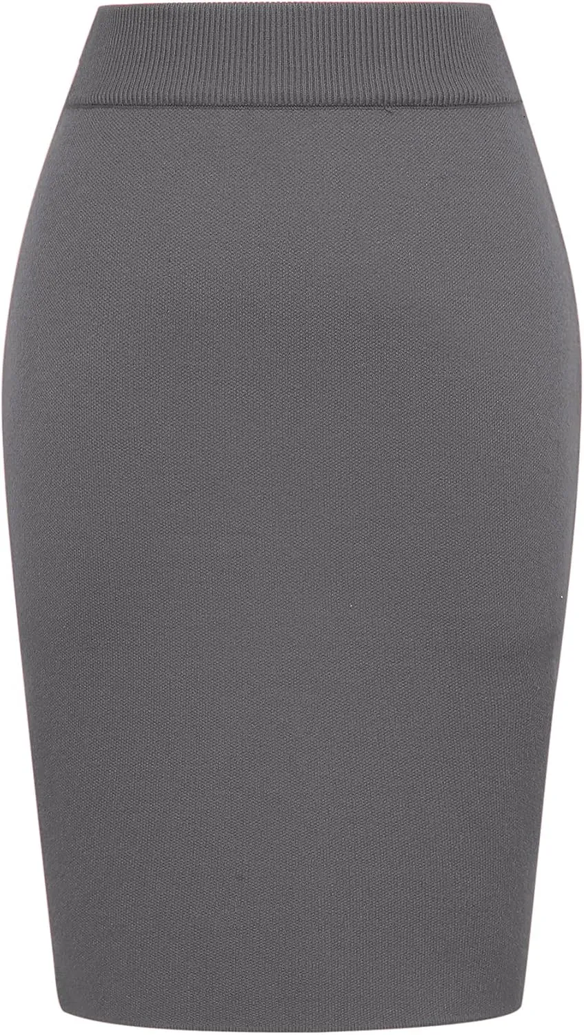 IDEALSANXUN Womens Stretchy Pencil Skirt High Waisted Bodycon Knit Knee Length Skirt with Back Slit