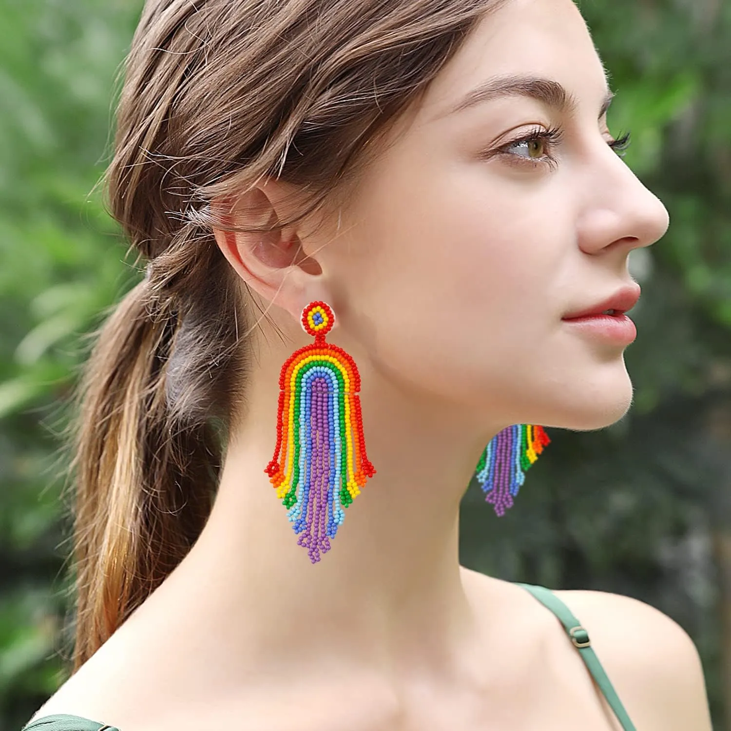 JeanBeau Boho Beaded Tassel Dangle Drop Earrings for Women Teen Trend Long Bohemian Seed Beads Fringe Dangling Summer Accessories Jewelry Gift