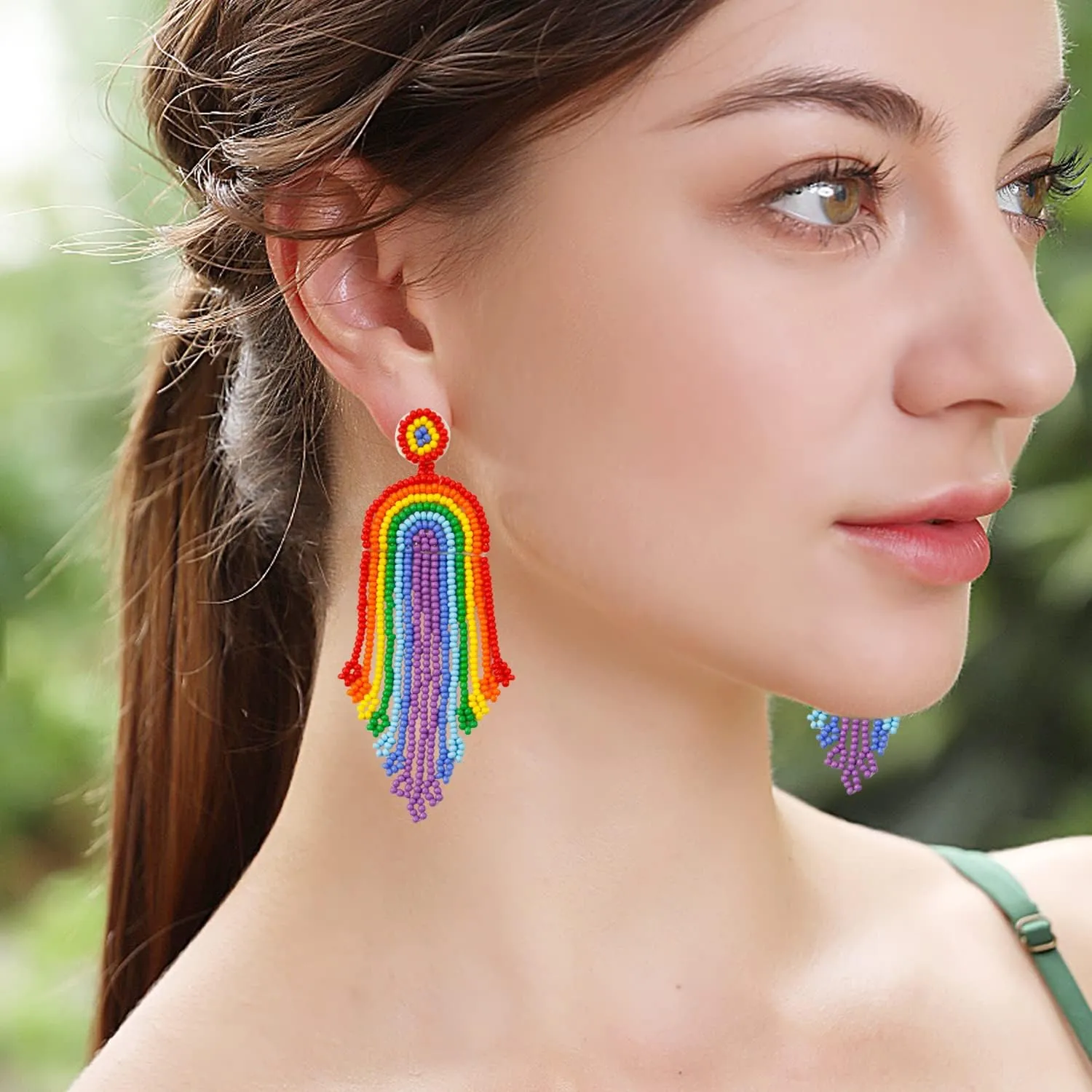 JeanBeau Boho Beaded Tassel Dangle Drop Earrings for Women Teen Trend Long Bohemian Seed Beads Fringe Dangling Summer Accessories Jewelry Gift
