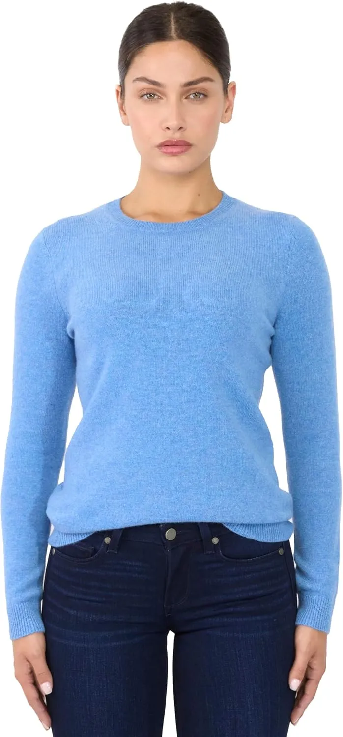JENNIE LIU Womens 3-ply Cashmere Crewneck Sweater | Winter Cozy Cashmere Sweaters for Women