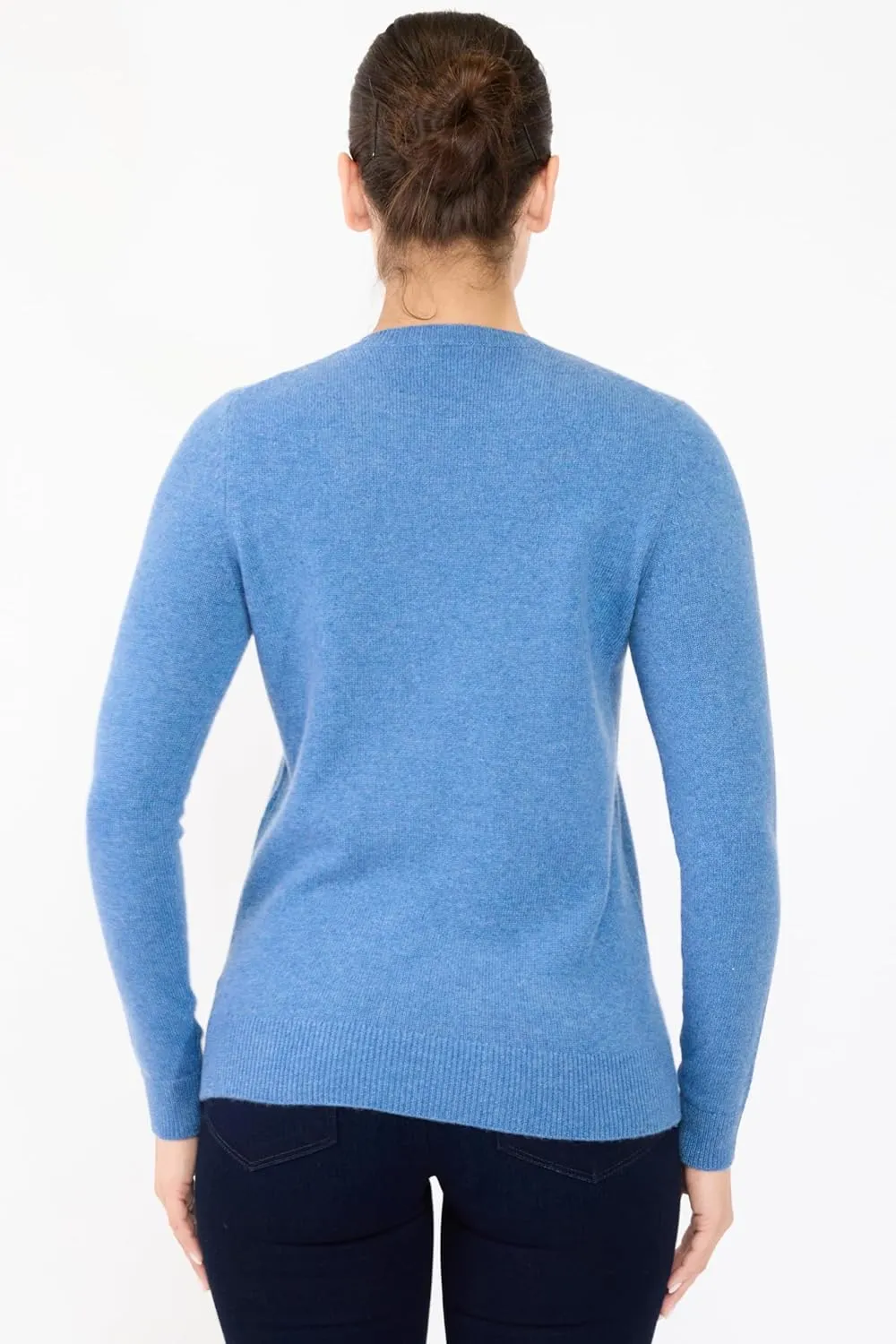 JENNIE LIU Womens 3-ply Cashmere Crewneck Sweater | Winter Cozy Cashmere Sweaters for Women