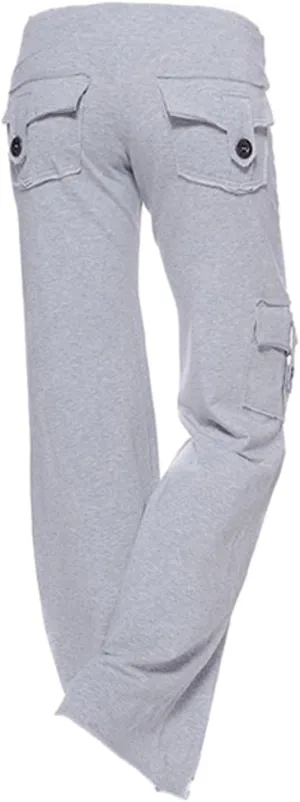 LFEOOST Plus Size Yoga Pants for Women Loose Wide Leg Sweatpants High Waist Stretch Cozy Workout Cargo Pants with 4 Pockets