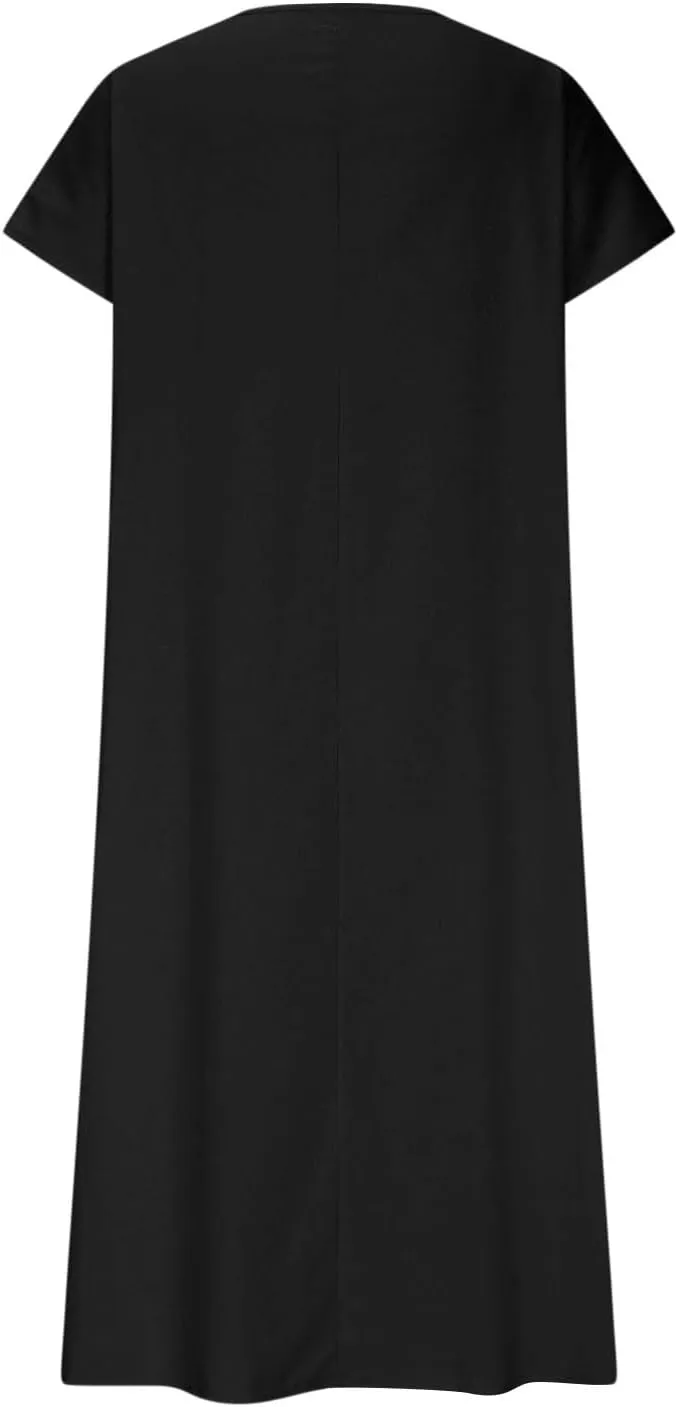 Linen Dresses for Women 2025 Trendy Flowy Sundresses Loose Fit Cotton Maxi Dress Summer Beach Vacation Casual Dress