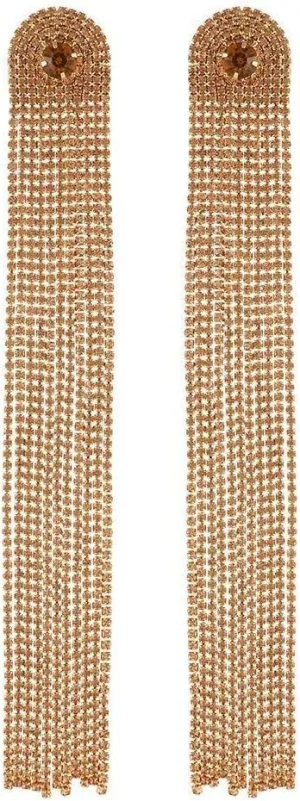 Long Rhinestones Tassel Earrings Bohemian Sparkling Crystal Statement Drop Dangle Earrings for Women Wedding Prom Fashion Accessories(Brown)