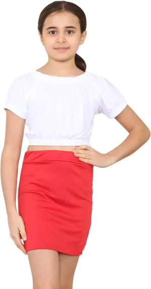 Loxdonz Girl's Basic Plaid Skirt Bodycon Pencil Mini Skirts | Short Skirts for Kids