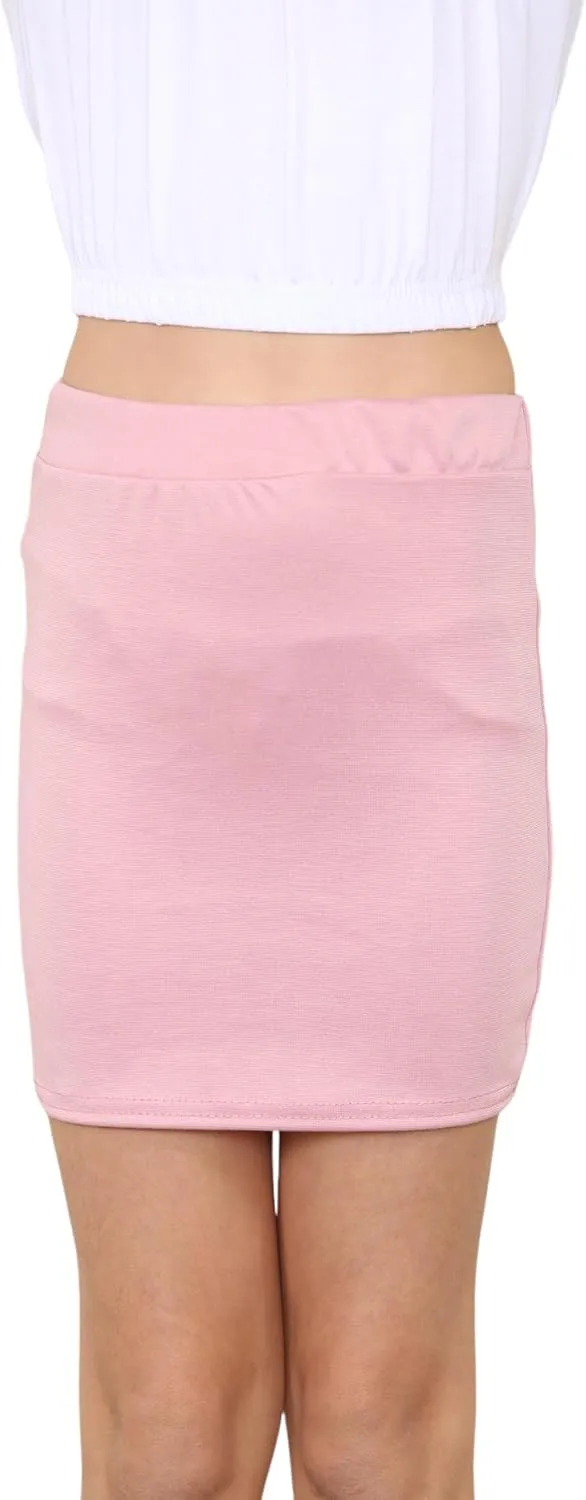 Loxdonz Girl's Basic Plaid Skirt Bodycon Pencil Mini Skirts | Short Skirts for Kids