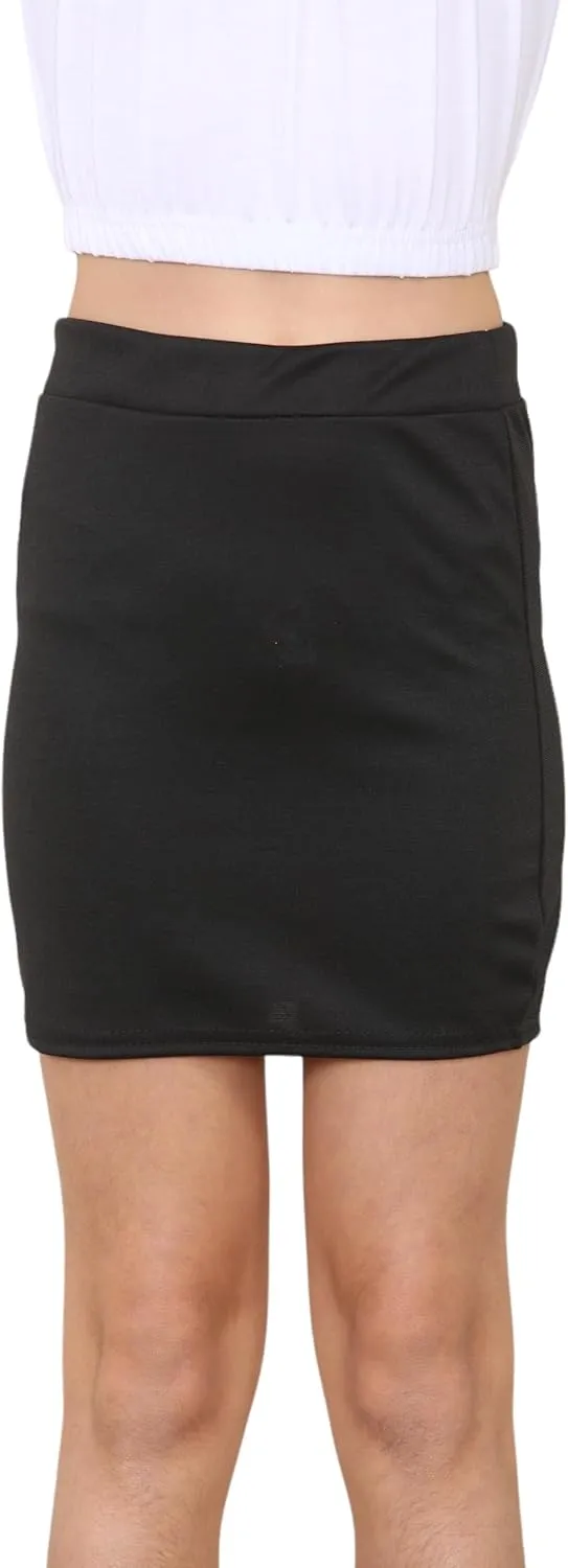 Loxdonz Girl's Basic Plaid Skirt Bodycon Pencil Mini Skirts | Short Skirts for Kids