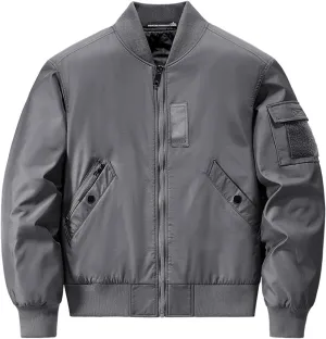 Men's Bomber JacketCausal Oversized Winter Bomber Jacket Men Warm Big and Tall Elastic Cuff Windproof Quilted Jacket