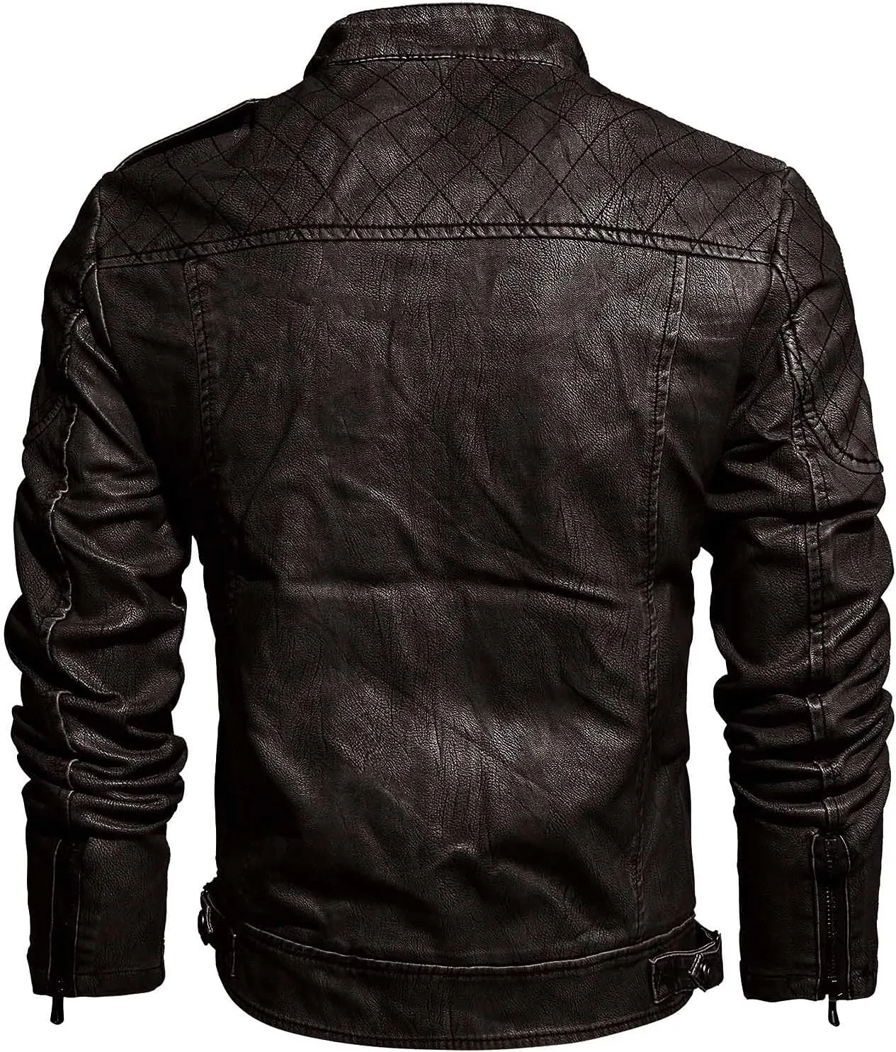 Mens Faux Leather Jacket, Men's Leather Jacket-Fall Winter Vintage Waterproof Motorcycle Faux Leather Jacket with Hood