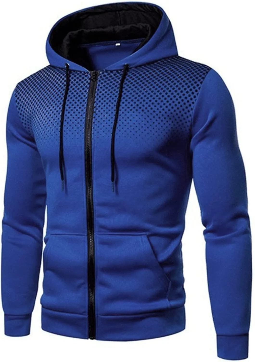 Mens Full Zip Hoodies 2023 Color Block Long Sleeve Casual Drawstring Sweatshirt Sport Outwear Jacket with Pockets