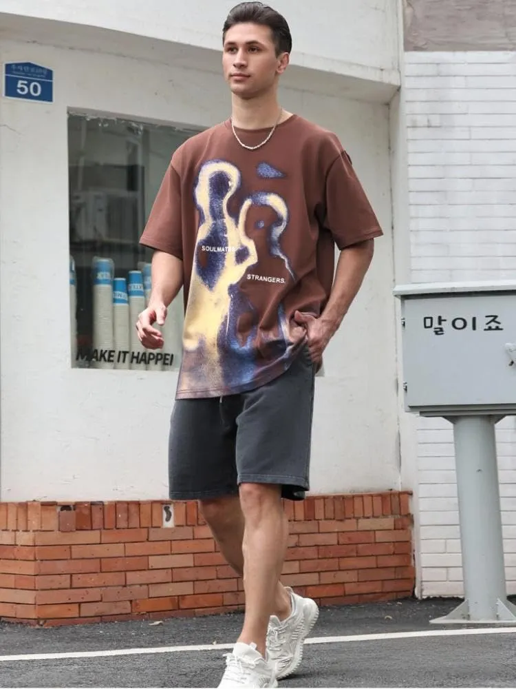 Mens Graphic Tees Oversized Cotton T-Shirt Summer Vintage Streetwear Y2K Shirts Unisex Tshirts