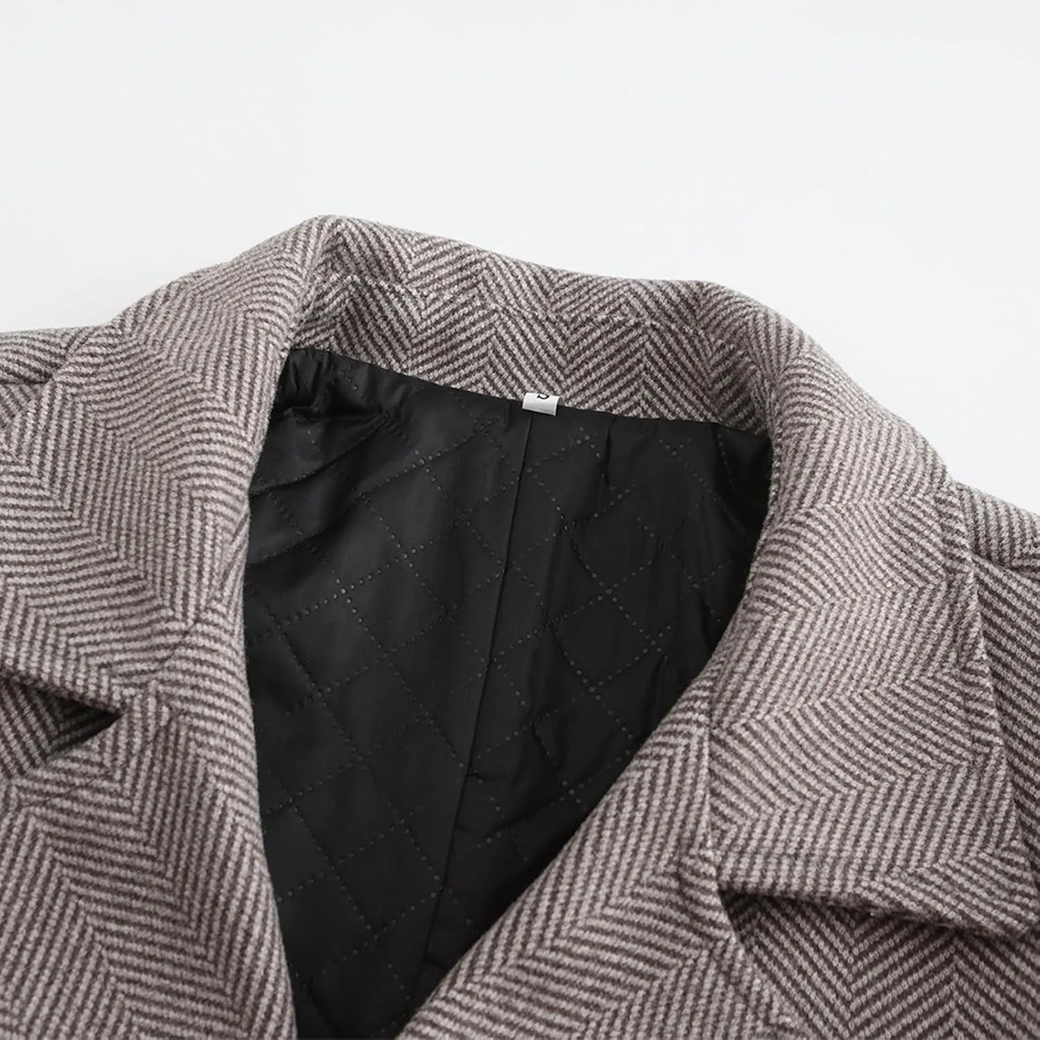 Men's Warm Single Breasted Pea Coat Trench Classic Wool Blend Overcoat with Pockets