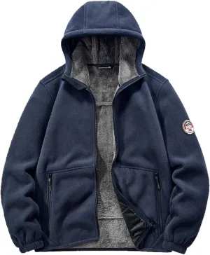 Men's Winter Jacket Thick Thermal Cotton Thickened Warm Stand Collar Jacket Windbreaker Utility Jacket Zip Coat with Pocket