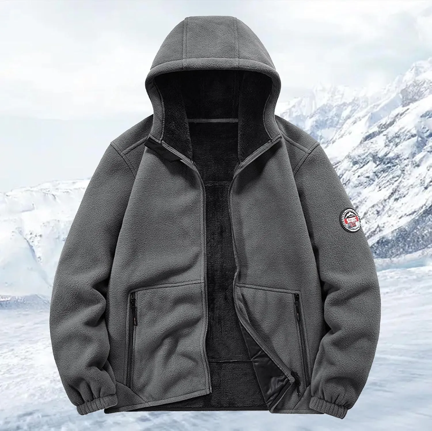 Men's Winter Jacket Thick Thermal Cotton Thickened Warm Stand Collar Jacket Windbreaker Utility Jacket Zip Coat with Pocket