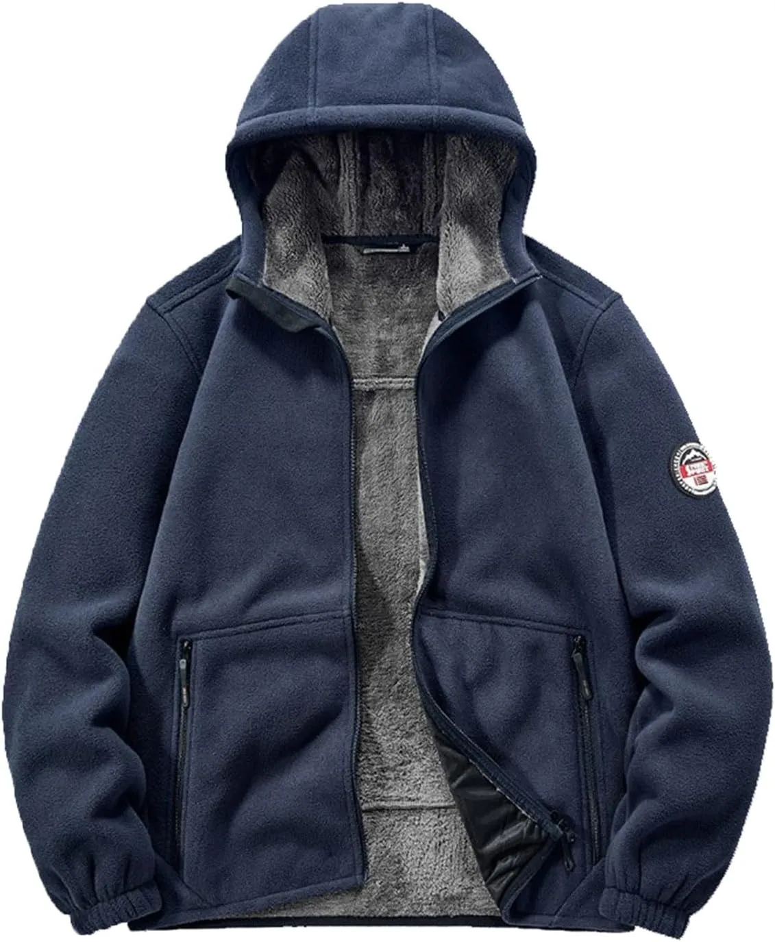 Men's Winter Jacket Thick Thermal Cotton Thickened Warm Stand Collar Jacket Windbreaker Utility Jacket Zip Coat with Pocket