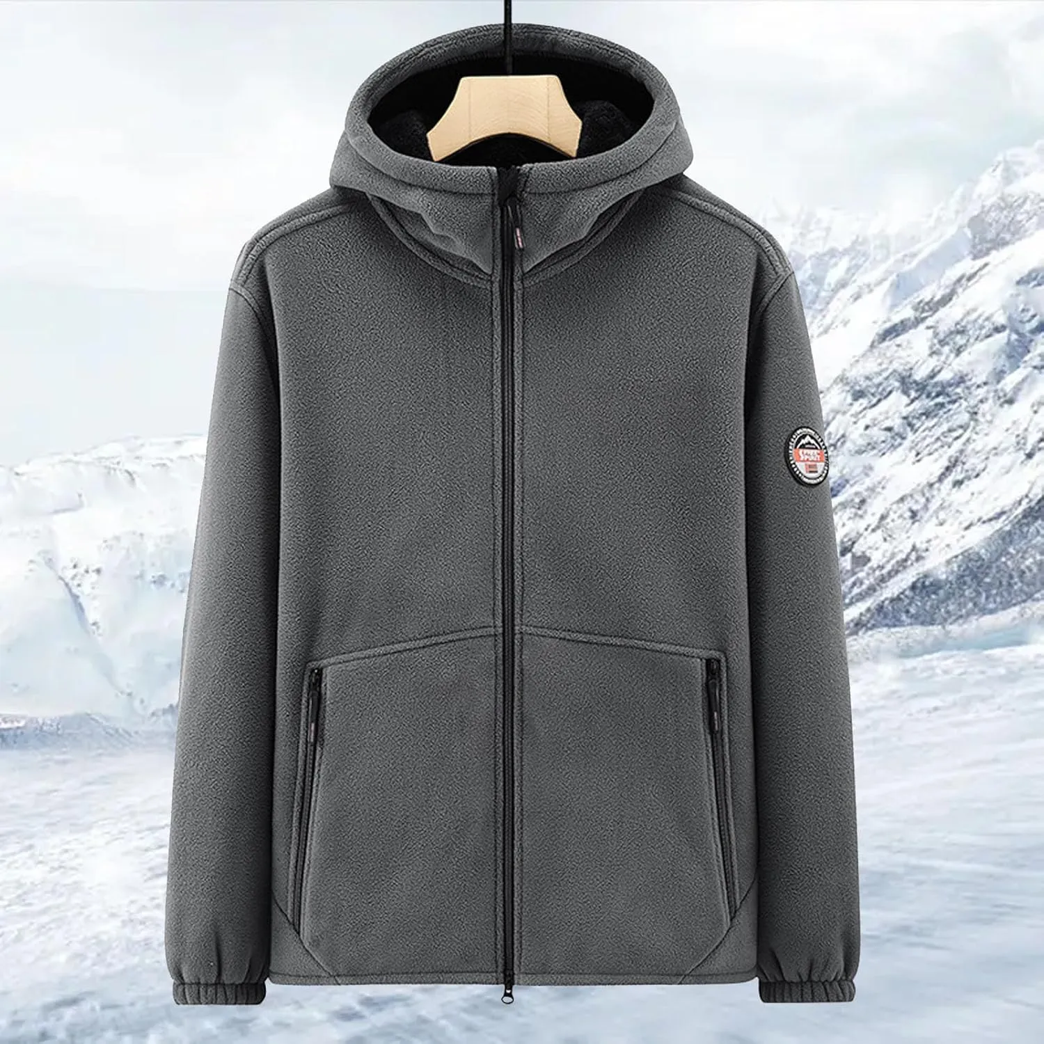 Men's Winter Jacket Thick Thermal Cotton Thickened Warm Stand Collar Jacket Windbreaker Utility Jacket Zip Coat with Pocket