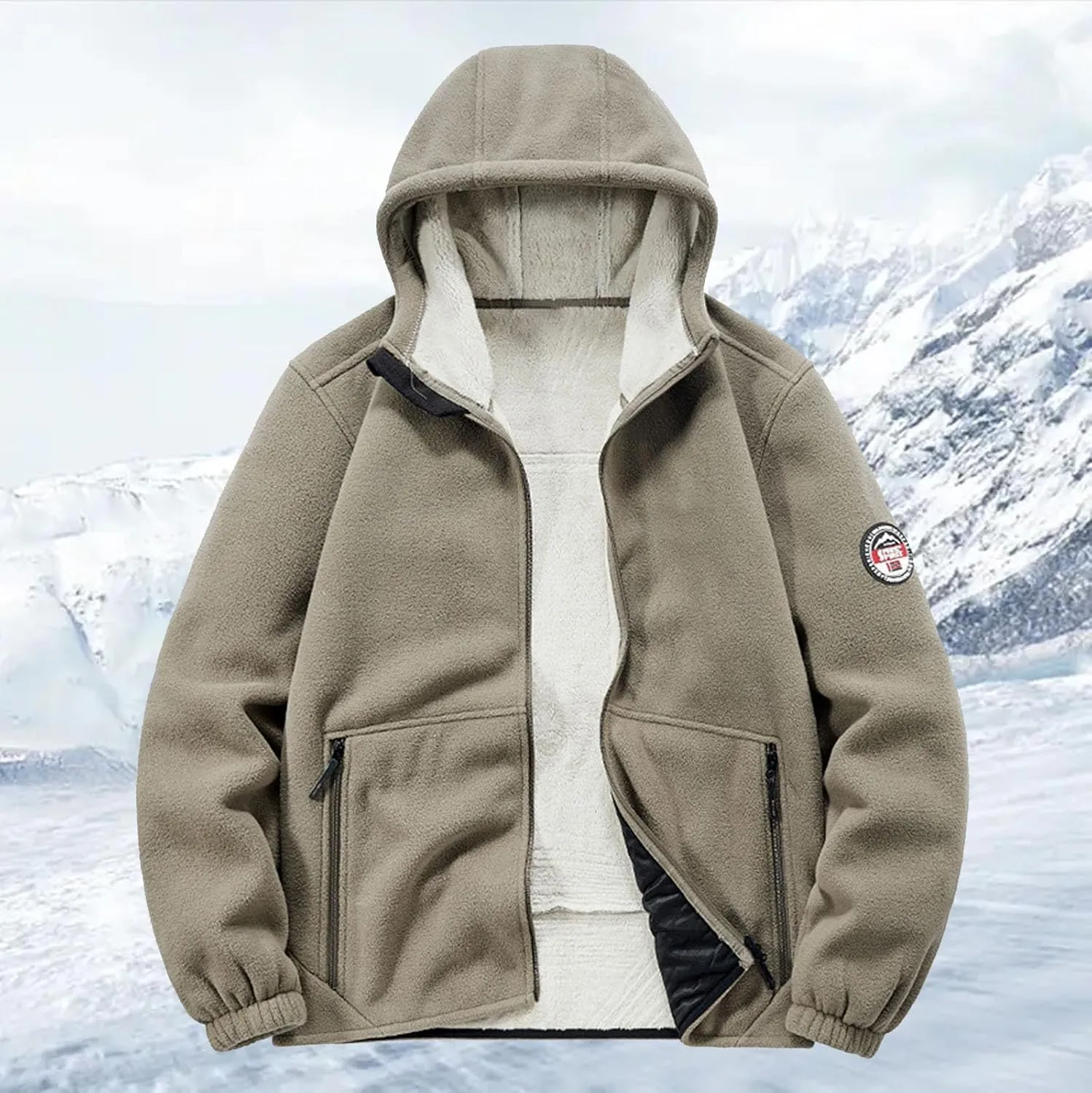Men's Winter Jacket Thick Thermal Cotton Thickened Warm Stand Collar Jacket Windbreaker Utility Jacket Zip Coat with Pocket