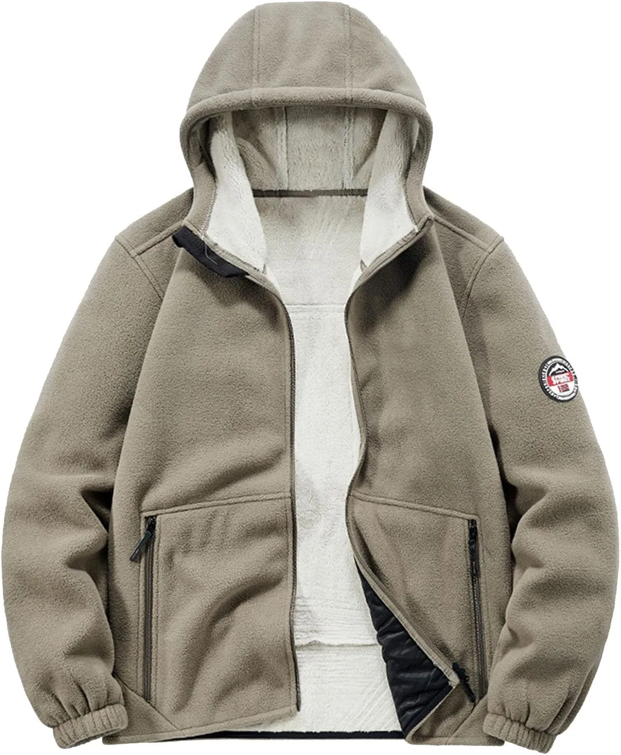 Men's Winter Jacket Thick Thermal Cotton Thickened Warm Stand Collar Jacket Windbreaker Utility Jacket Zip Coat with Pocket