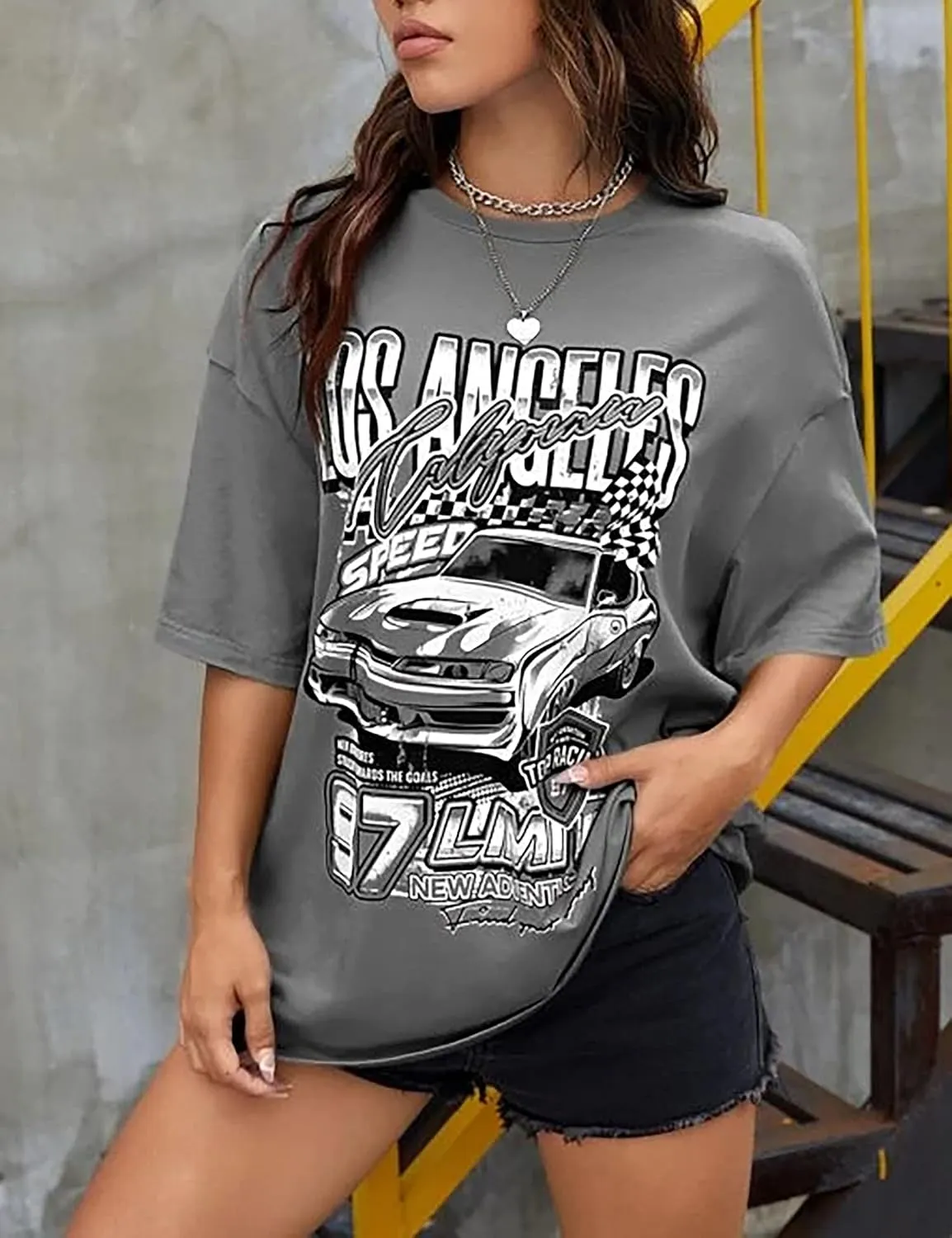MISSACTIVER Womens Oversized Graphic Print T-Shirt Cartoon Drop Shoulder Short Sleeve Casual Graphics Tee Shirt