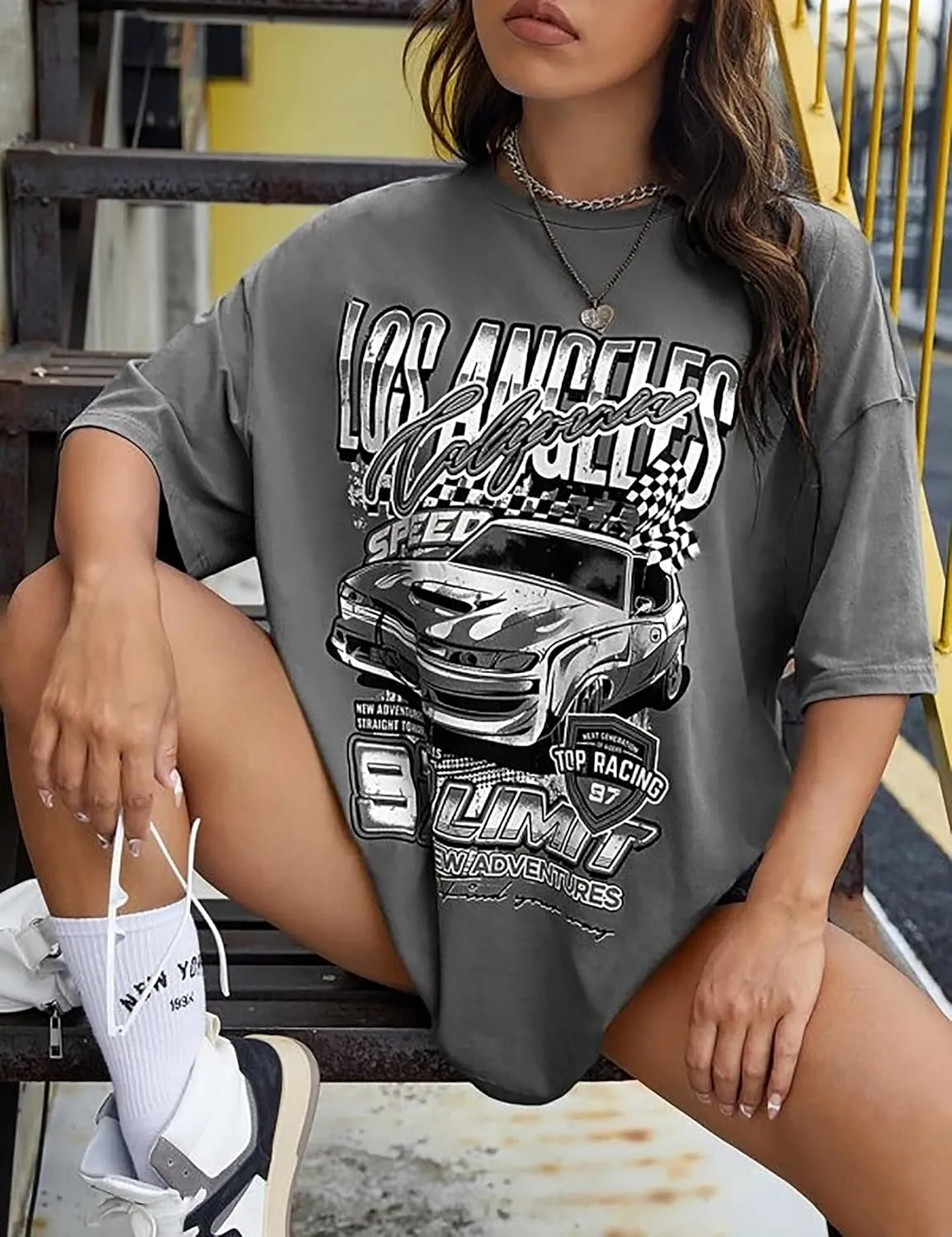 MISSACTIVER Womens Oversized Graphic Print T-Shirt Cartoon Drop Shoulder Short Sleeve Casual Graphics Tee Shirt