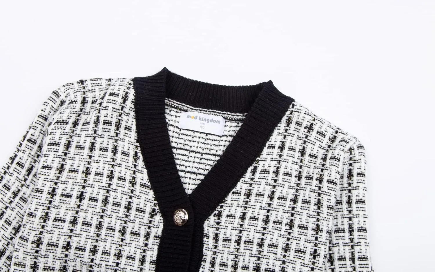 Mud Kingdom Cute Little Girls Ribbed Knit Cardigan Skirt Set School Style