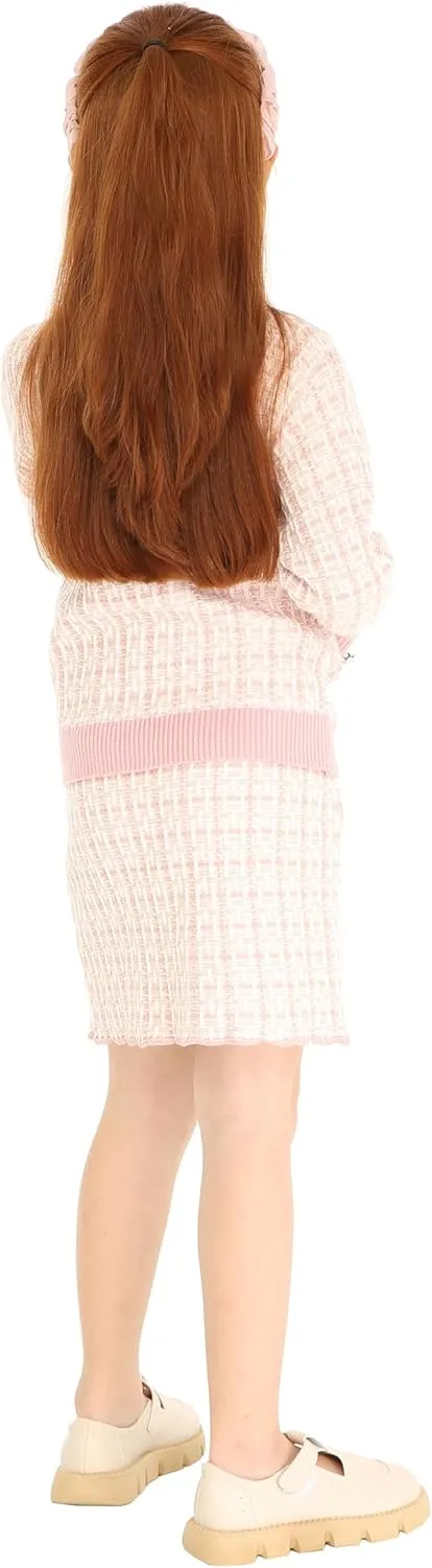 Mud Kingdom Cute Little Girls Ribbed Knit Cardigan Skirt Set School Style