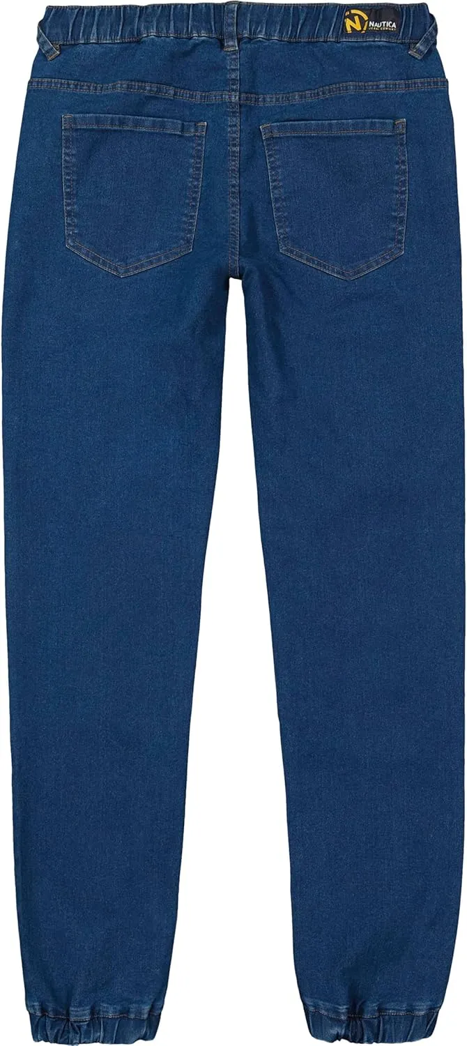 Nautica Boys' Pull-on Stretch Denim Jogger Jeans, 5-Pocket Style & Drawstring Closure