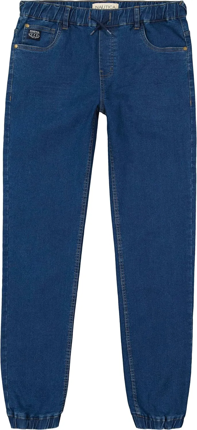 Nautica Boys' Pull-on Stretch Denim Jogger Jeans, 5-Pocket Style & Drawstring Closure