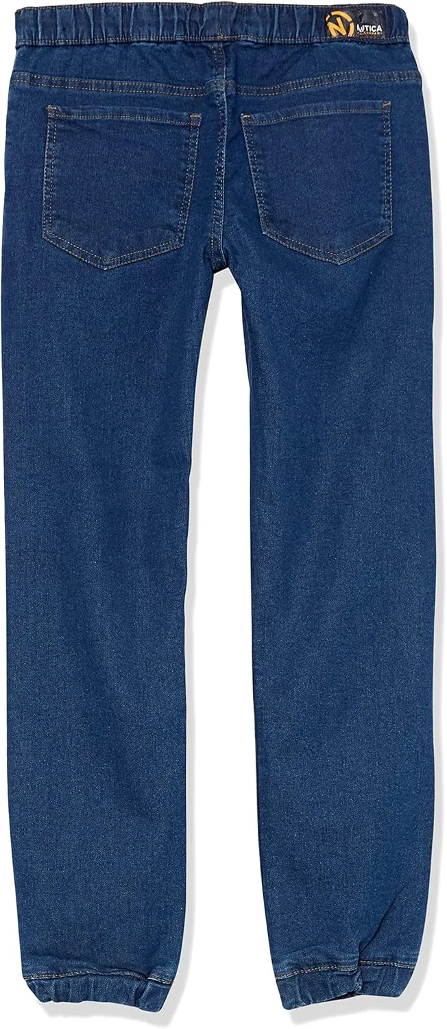 Nautica Boys' Pull-on Stretch Denim Jogger Jeans, 5-Pocket Style & Drawstring Closure