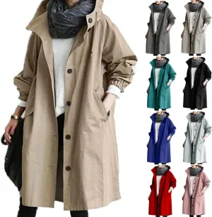 OIOLOYJM Black Trench Coat for Women 2023 Rain Jacket Winter Hooded Oversized Elegant Windbreaker Fall Long Coats for Women