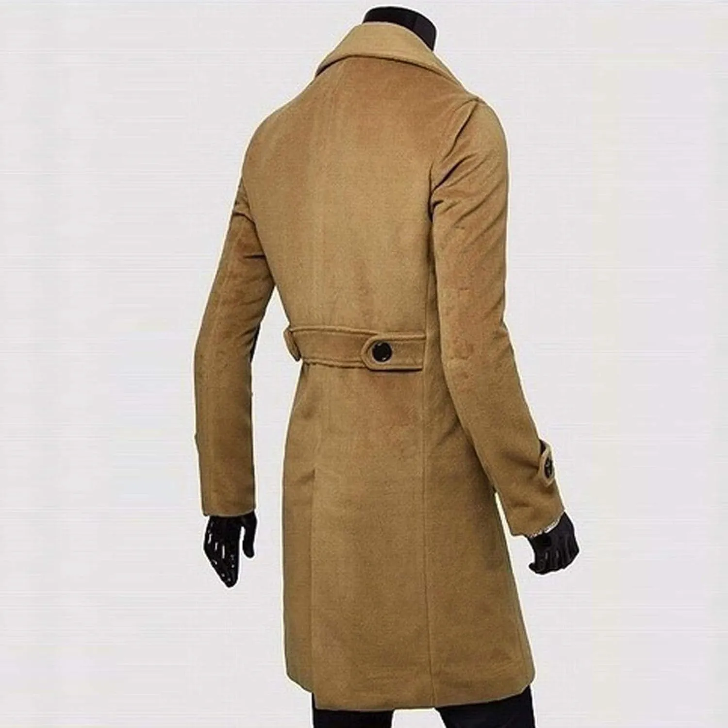 OIOLOYJM Trench Coat Men Double Breasted Pea Wool Coat Oversized Casual Windbreaker Long Jacket Overcoats Mens Winter Coats