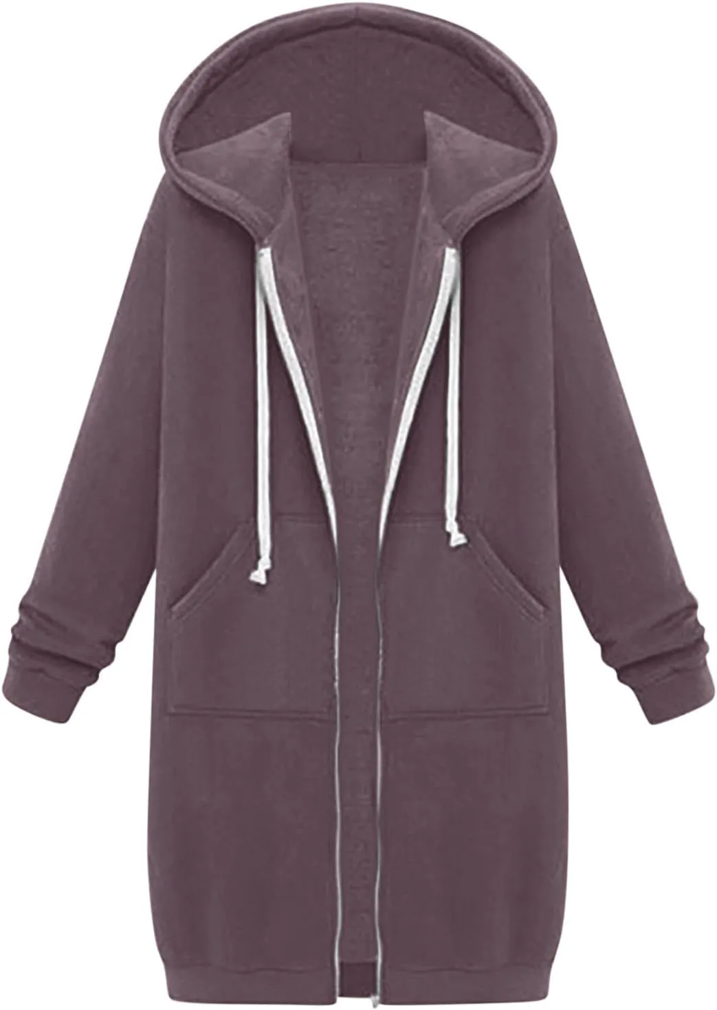 Oversized Hoodies for Women Zip Up Knee Length Tunic Sweatshirts Casual Long Sleeve Spring Hooded Jackets With Pocket