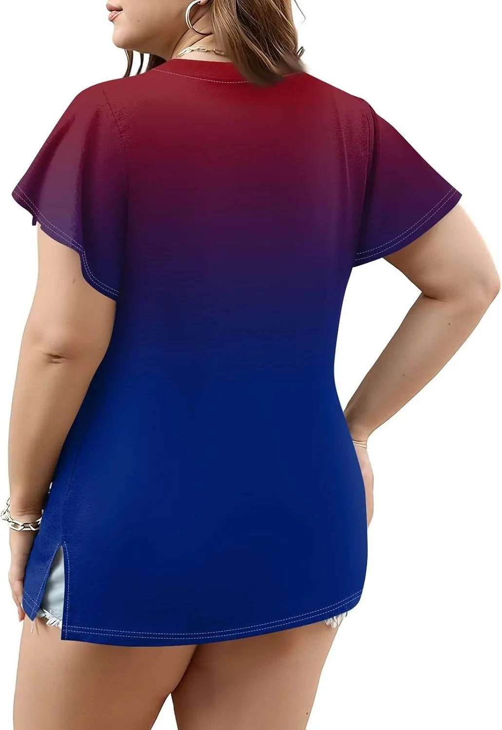Plus Size Womens Shirts Casual Loose V Neck Short Sleeve Summer Tops Print Tee Boho Vacation Trendy Blouses 2025