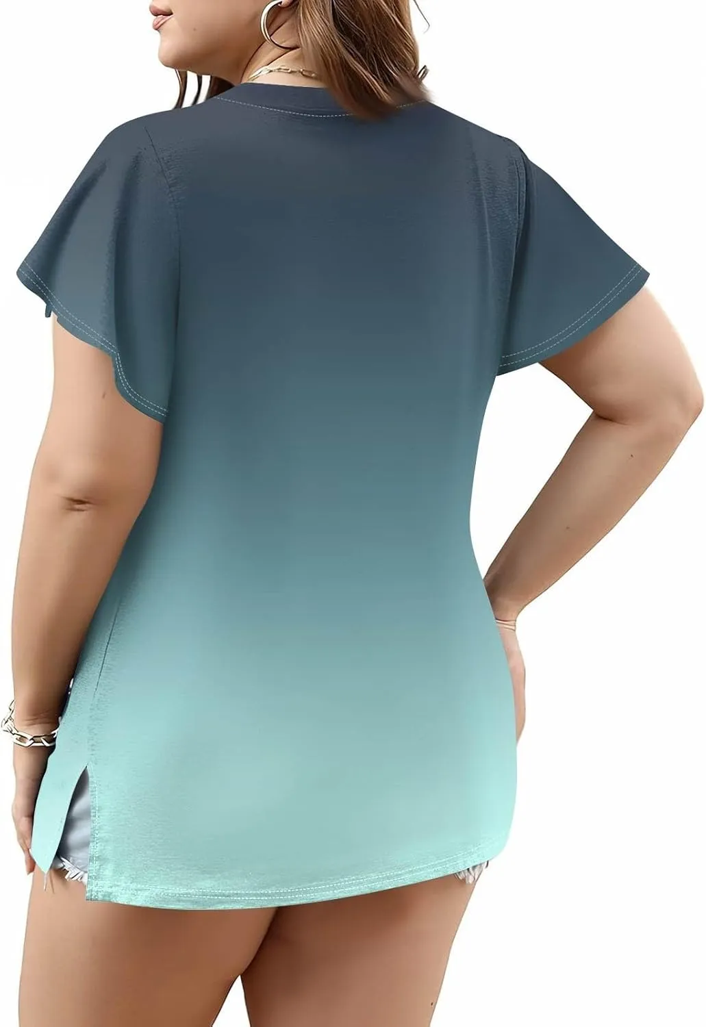 Plus Size Womens Shirts Casual Loose V Neck Short Sleeve Summer Tops Print Tee Boho Vacation Trendy Blouses 2025