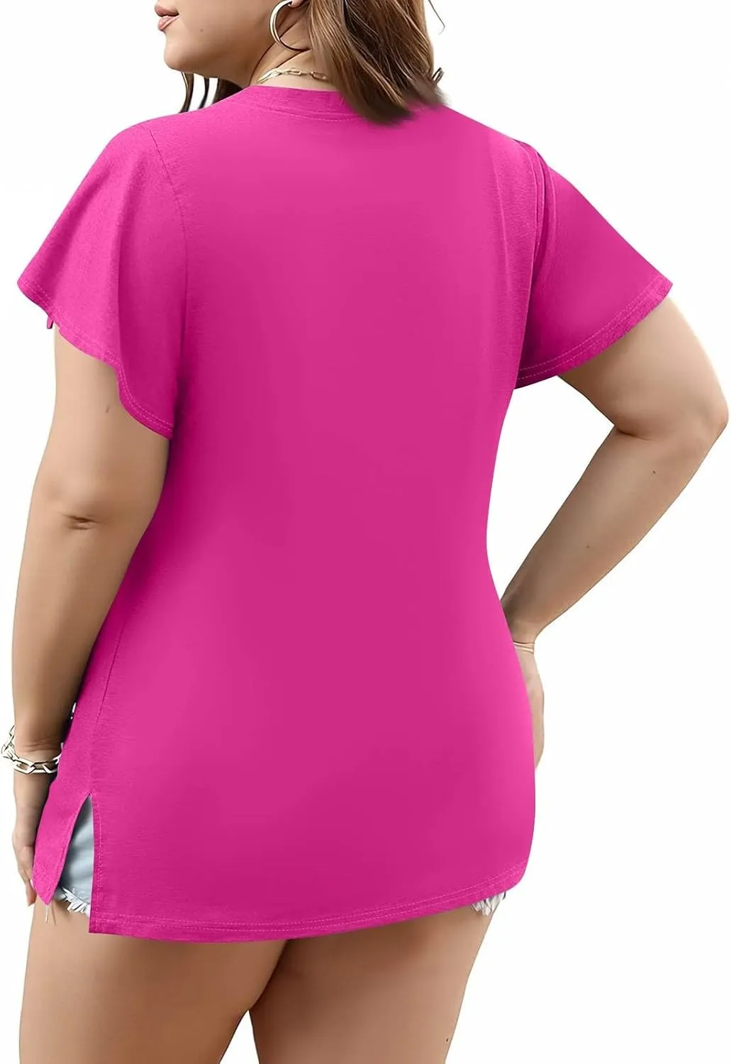Plus Size Womens Shirts Casual Loose V Neck Short Sleeve Summer Tops Print Tee Boho Vacation Trendy Blouses 2025