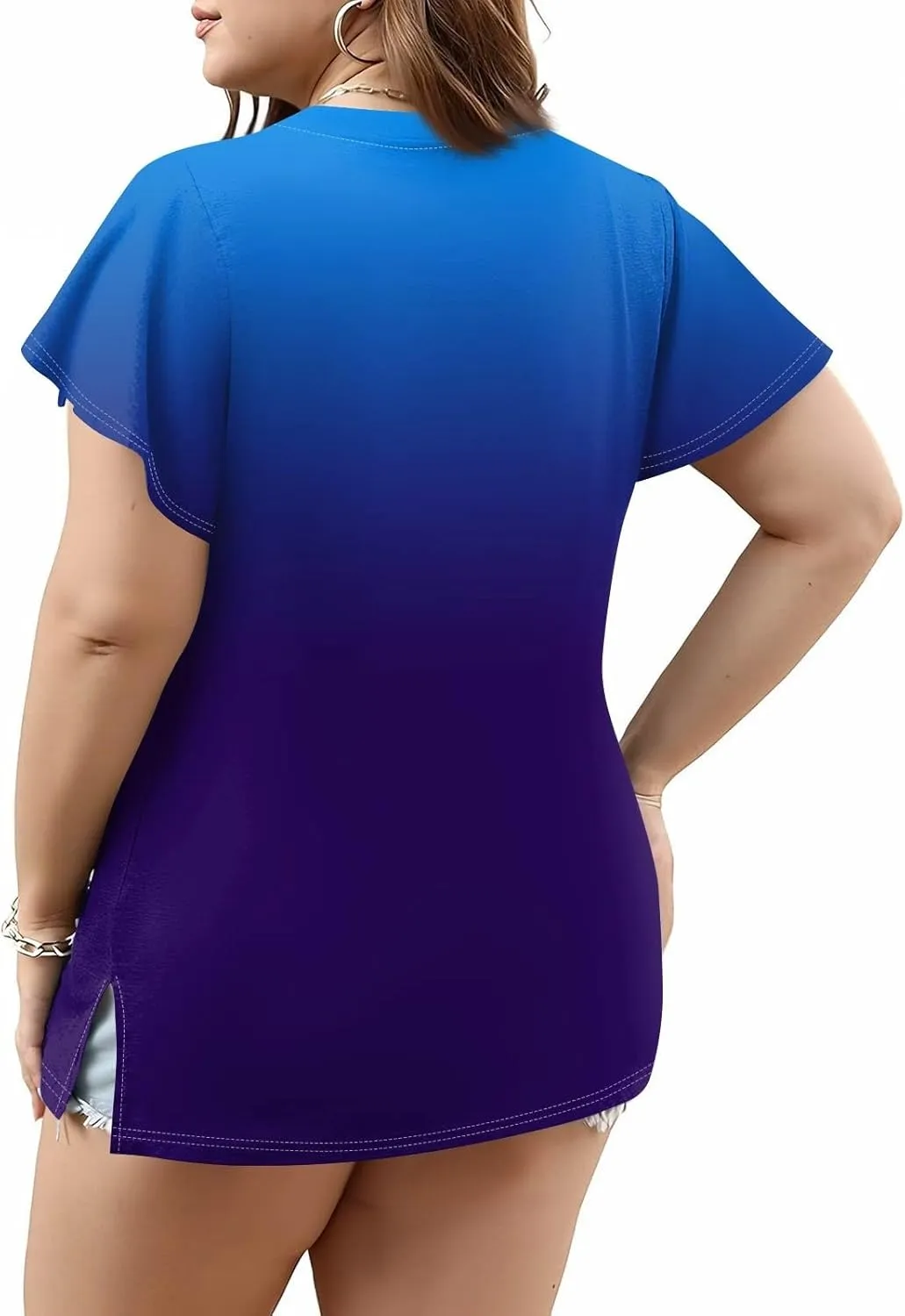 Plus Size Womens Shirts Casual Loose V Neck Short Sleeve Summer Tops Print Tee Boho Vacation Trendy Blouses 2025