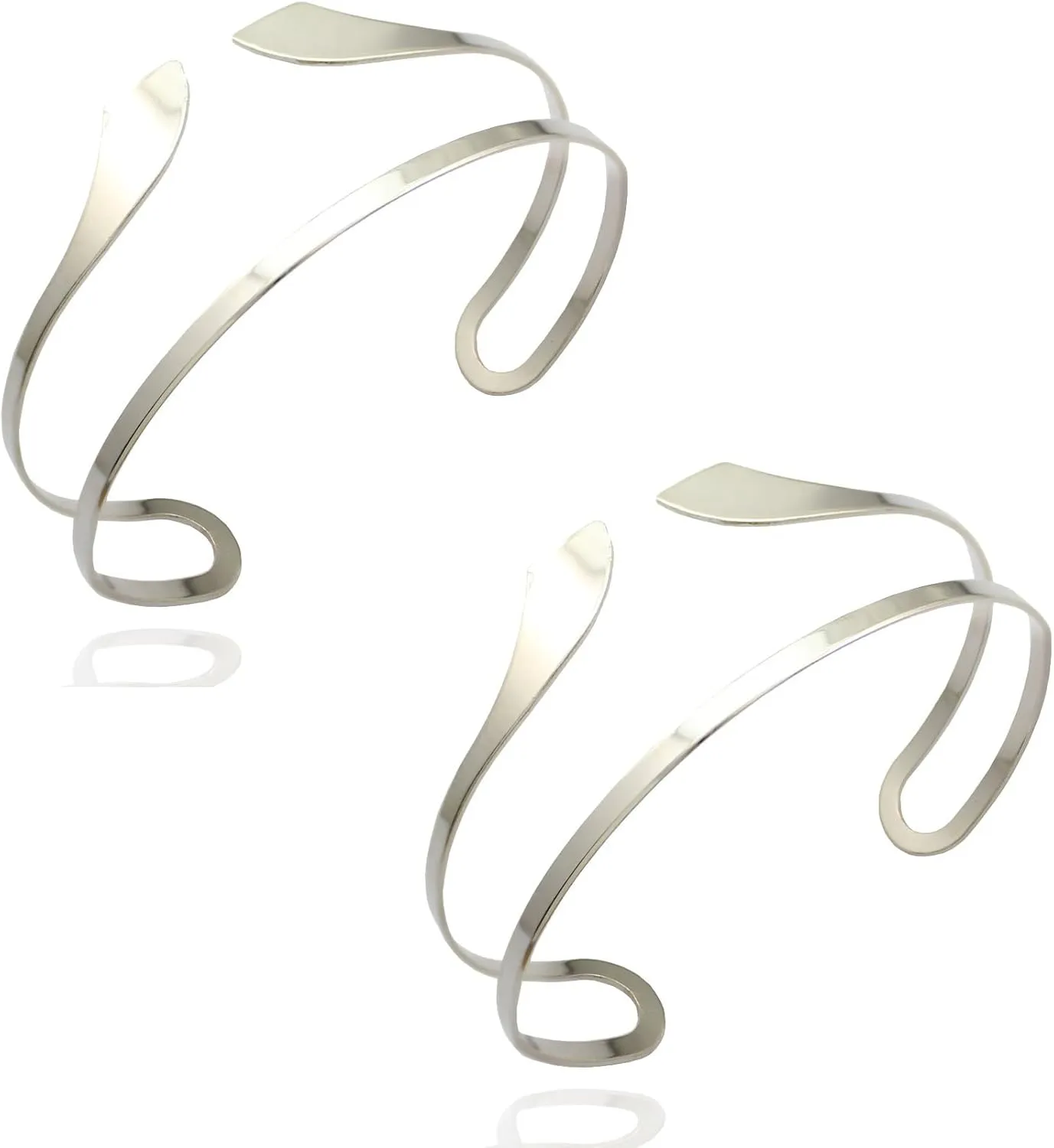 RechicGu 2 Pieces Minimalist Egyptian Bar Curve Upper Arm Cuff Bracelet Bangle Band Open Armband Armlet Jewelry Set Belly Dance Accessories