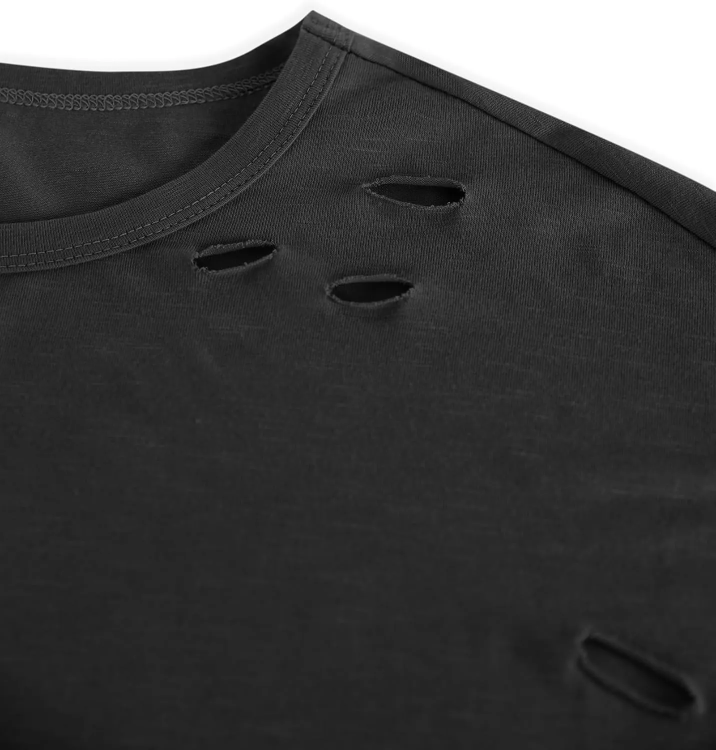 Remidoo Women's Oversized Tshirt Short Sleeve Distressed Ripped Tee Shirt Asymmetrical Neck Top