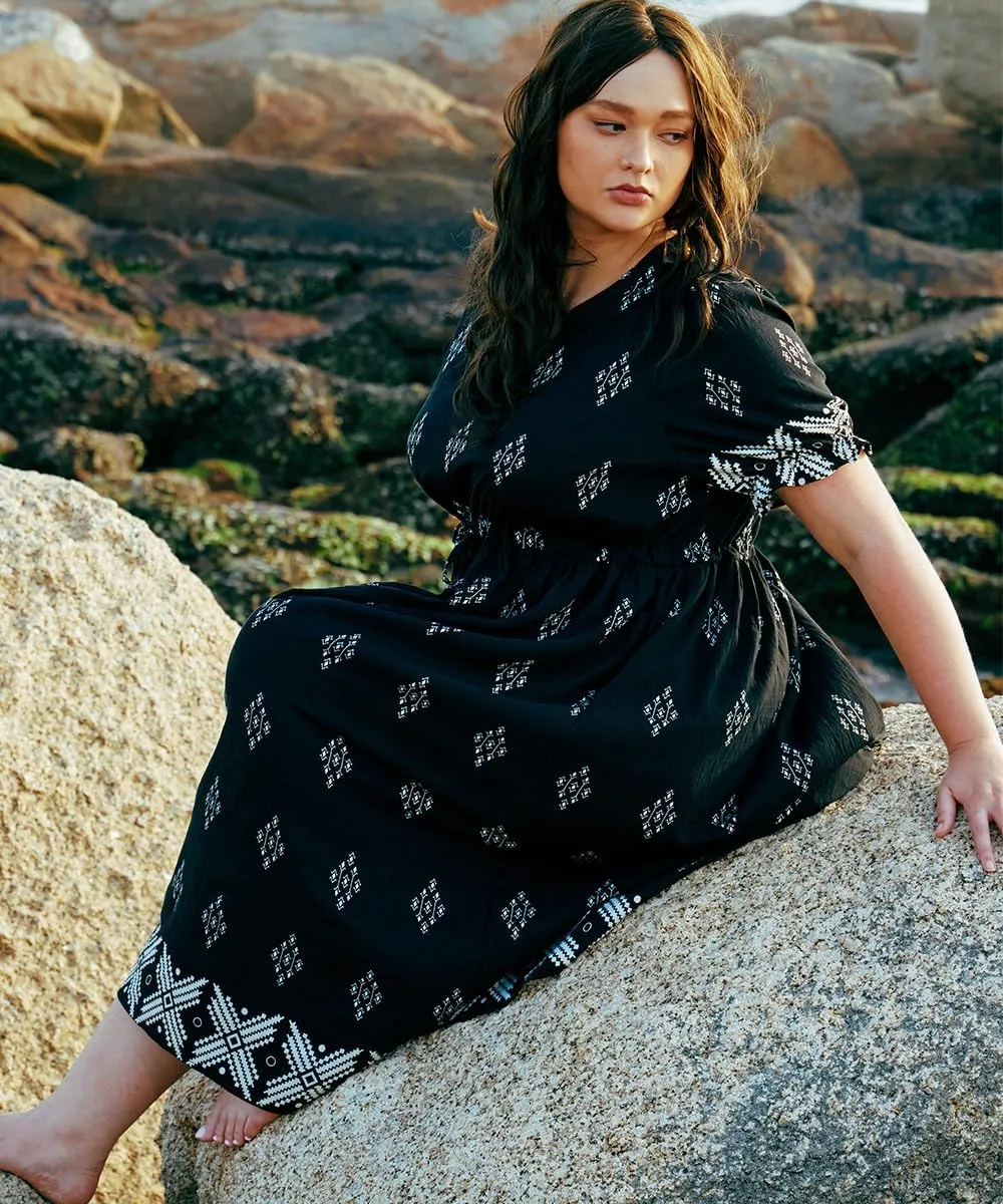 RITERA Plus Size Midi Dress for Women 2025 Casual V NeckShort Sleeve Ruffle Flowy Boho Drawstring Tassel Waist XL-5XL