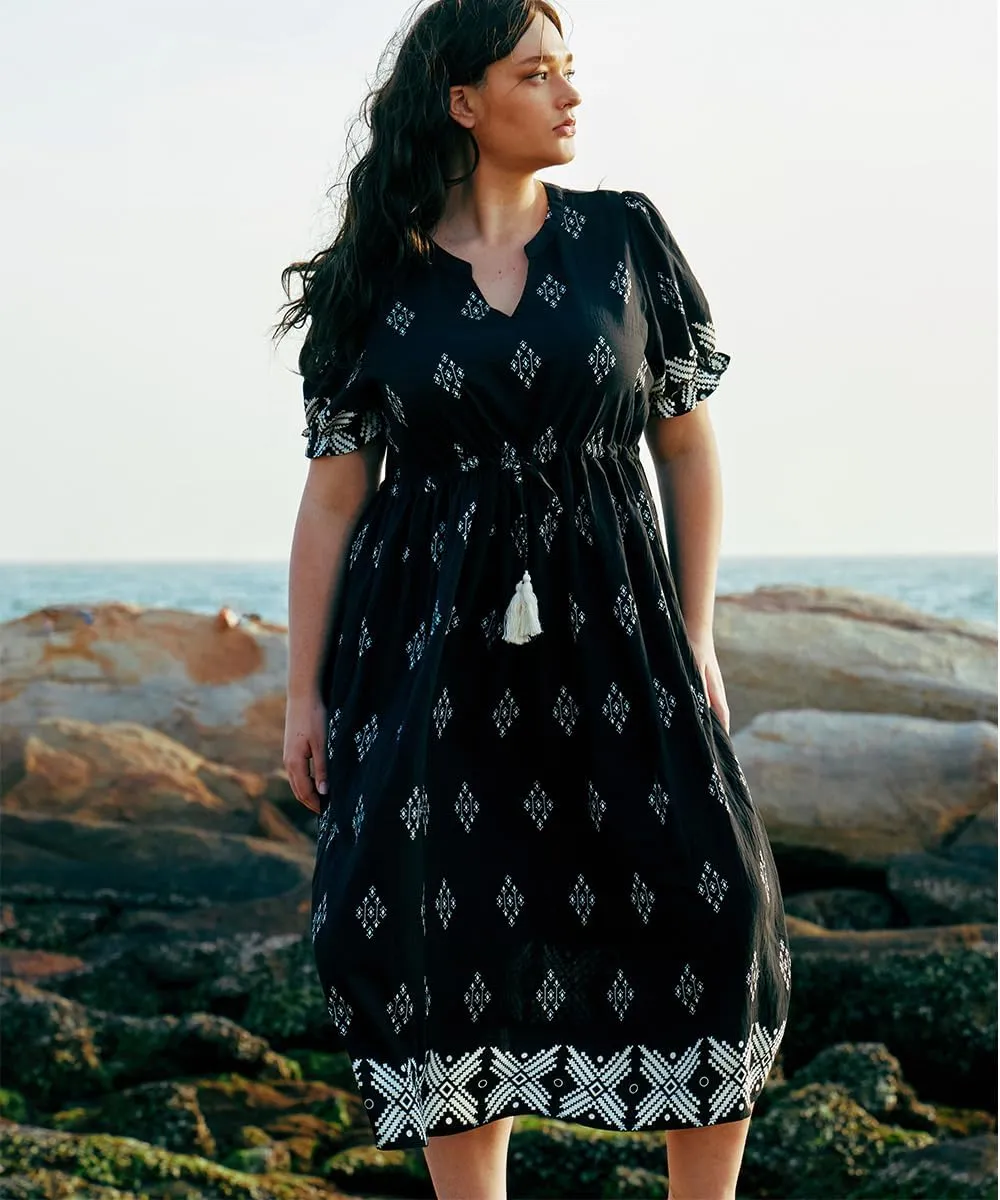 RITERA Plus Size Midi Dress for Women 2025 Casual V NeckShort Sleeve Ruffle Flowy Boho Drawstring Tassel Waist XL-5XL